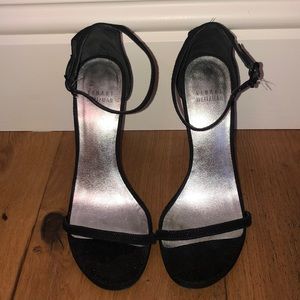 Stuart Weitzman Nudist Heel Sandal - Black - 7.5